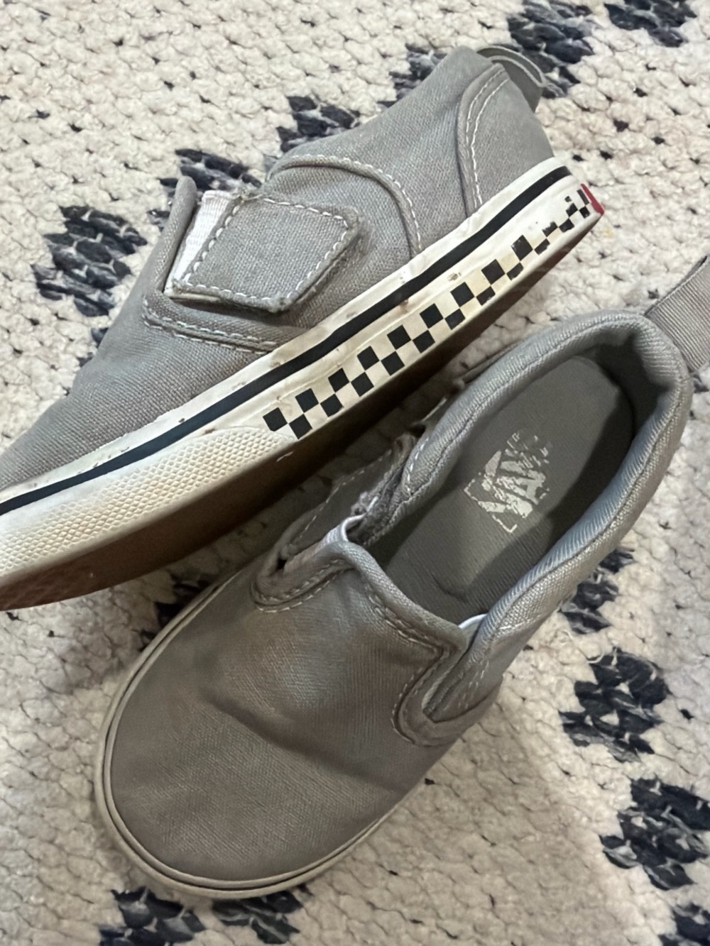 Vans Kids Slip-On Sneakers in Gray with Checkerboard Side